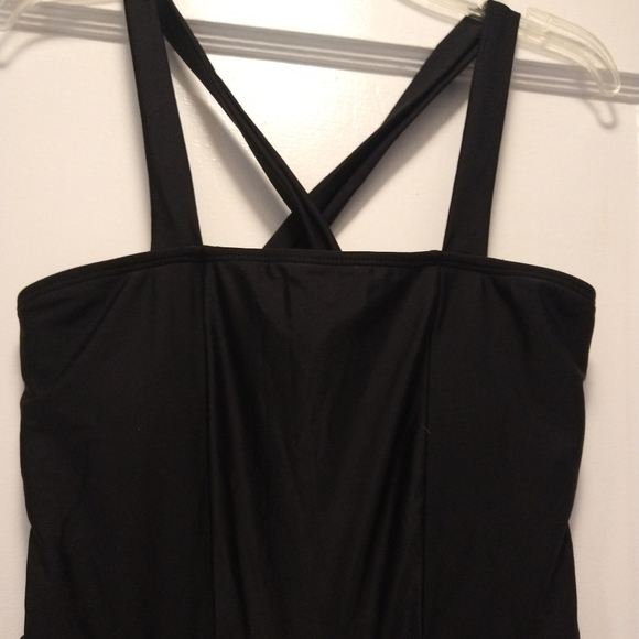 (small flaw) New Without Tags~Scalloped Peplum Tankini Top~black, size small - Picture 3 of 13